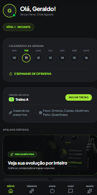 Tela inicial do aplicativo do aluno
